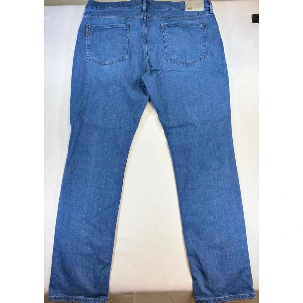 Paige Federal Slim Straight Jeans Mens 36x32 Medium Wash Blue Stretch Casual